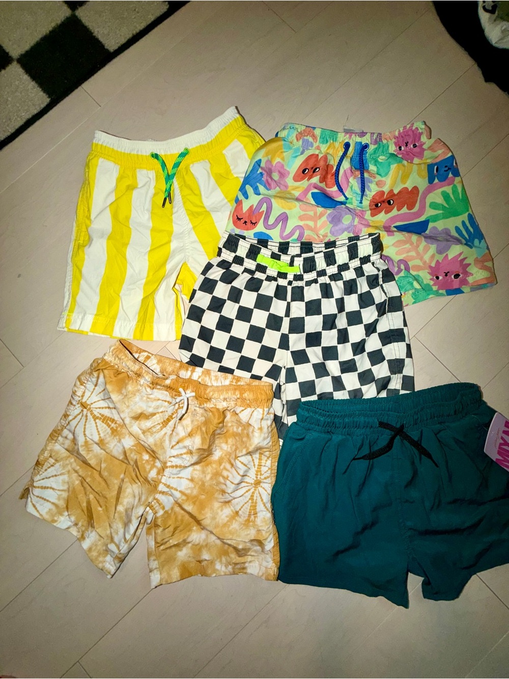 Lot of Crewcuts Black & White Checkerboard Kids Swim Shorts. Size 6/7